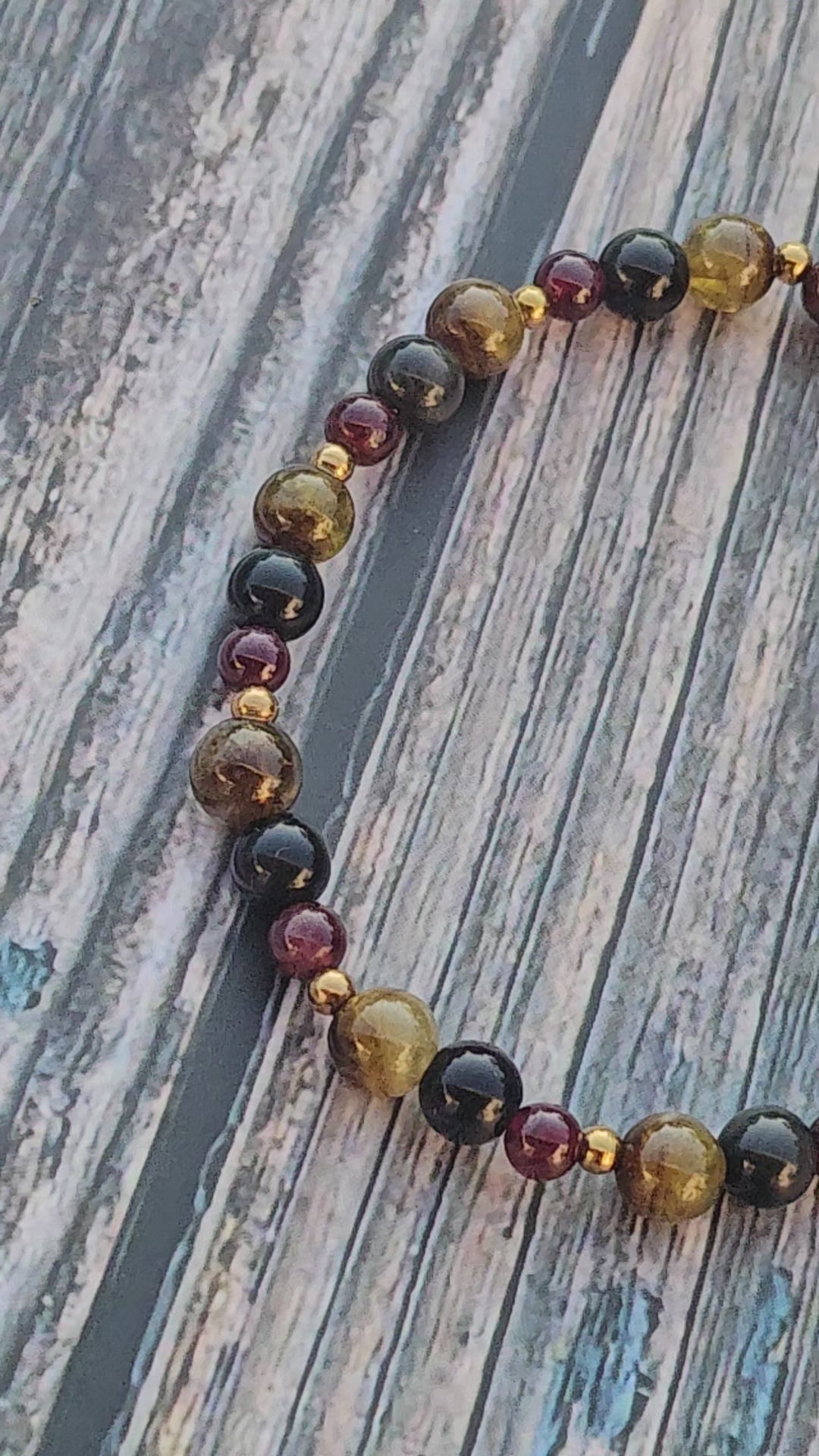 Bracelet Grenat vert & Obsidienne céleste & Grenat – 4mm/5mm/6mm