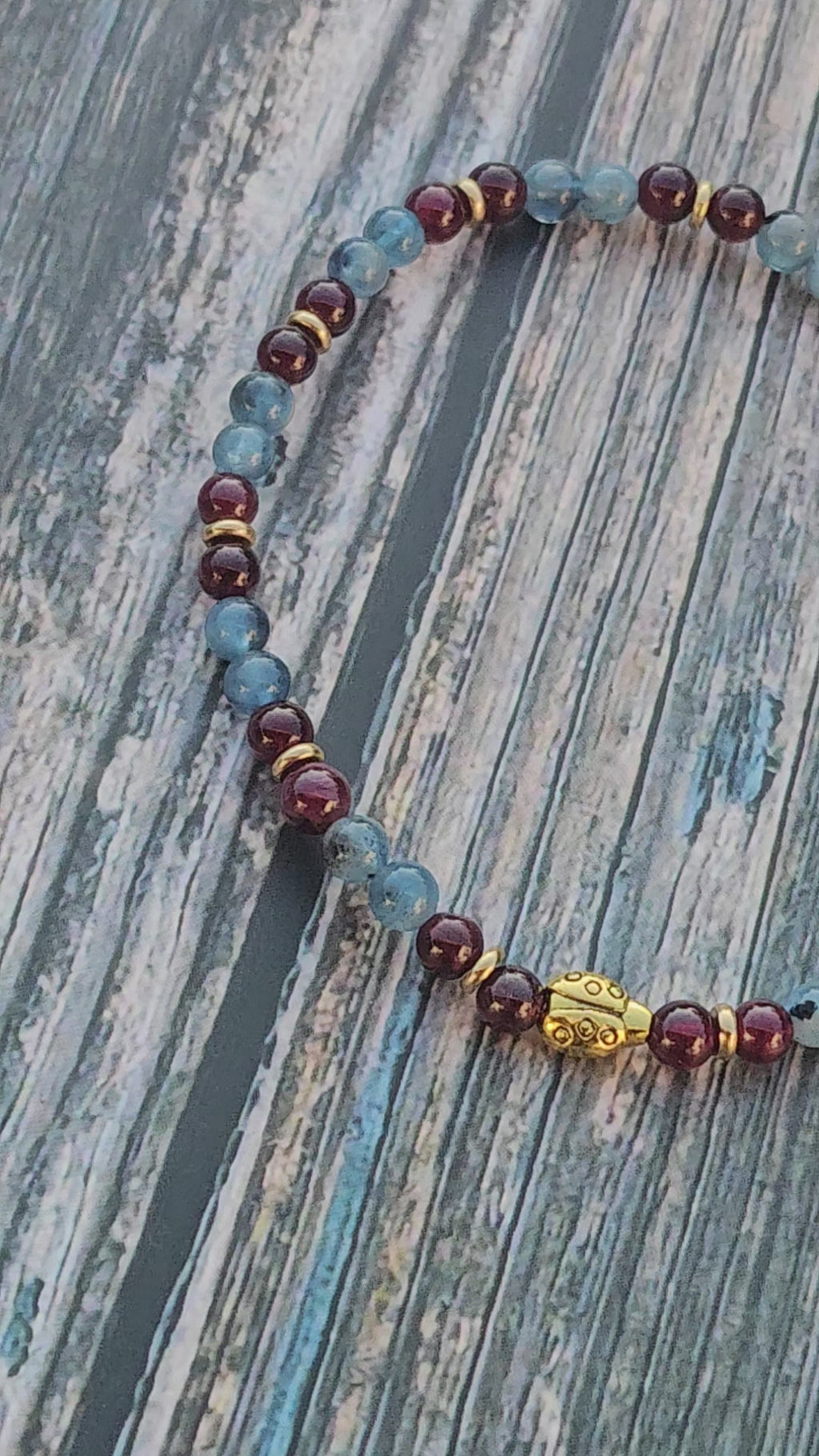 Bracelet Grenat & Aigue-marine – 4mm