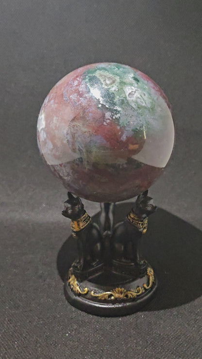 Natural Ocean Jasper Sphere with Base Included - Connection to Marine Energy