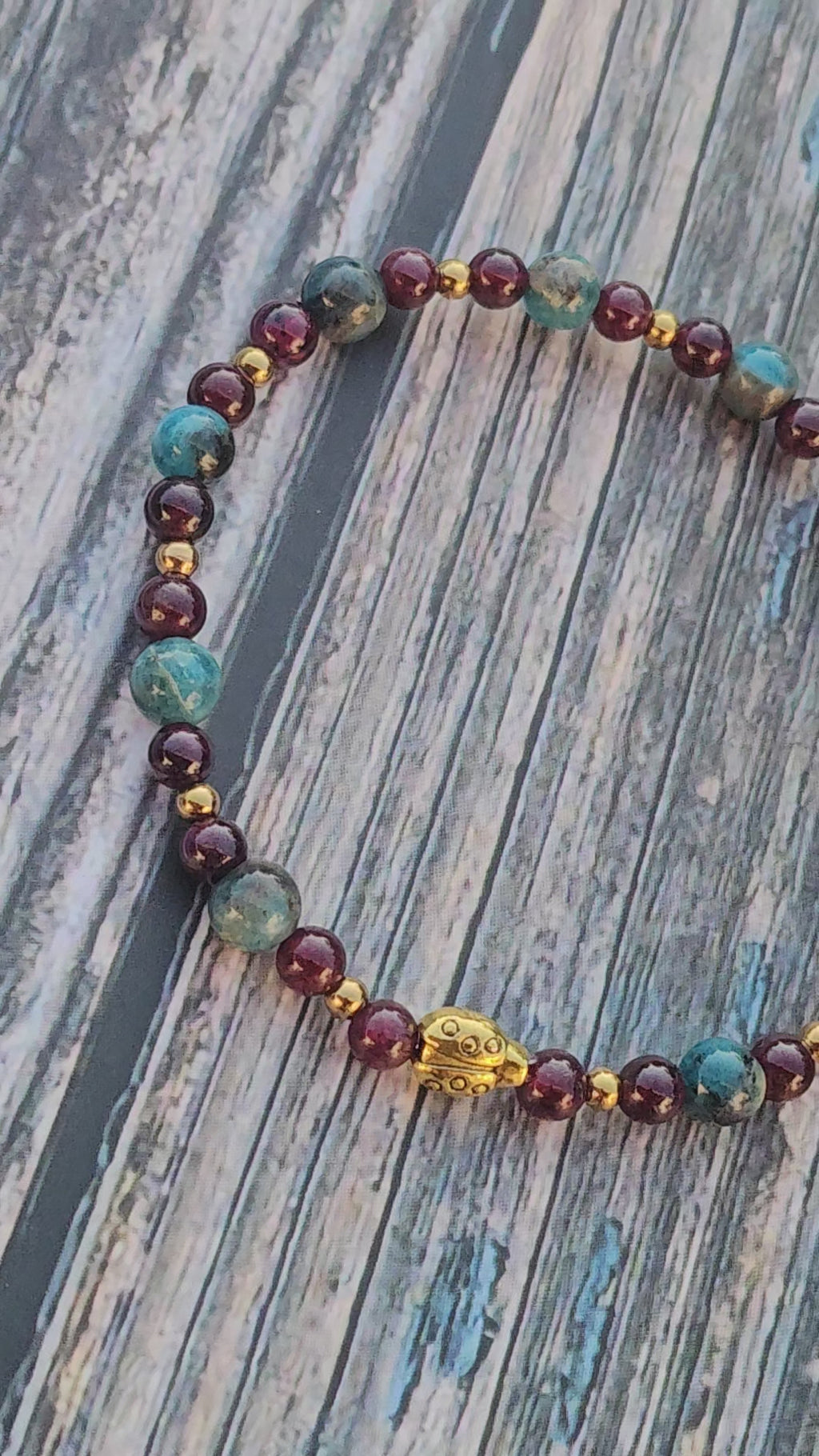 Bracelet Apatite bleue & Grenat – 4mm/6mm