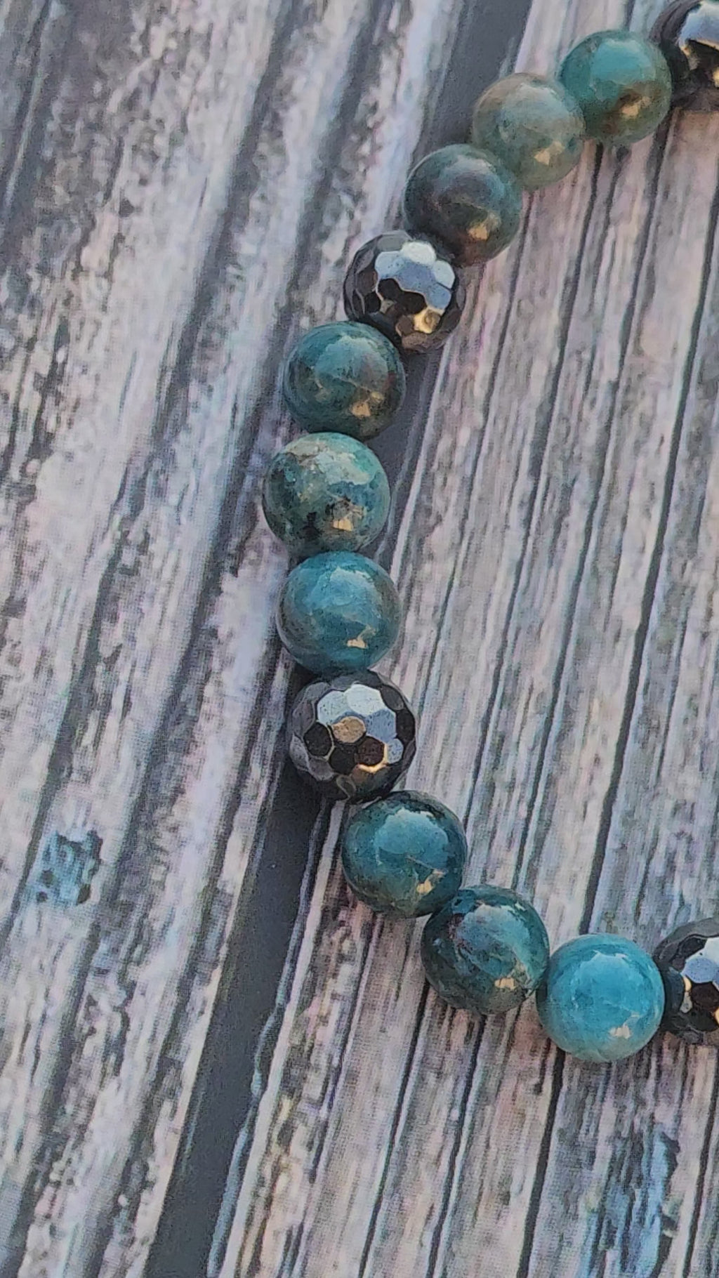 Bracelet Apatite bleue & Hématite – 8mm