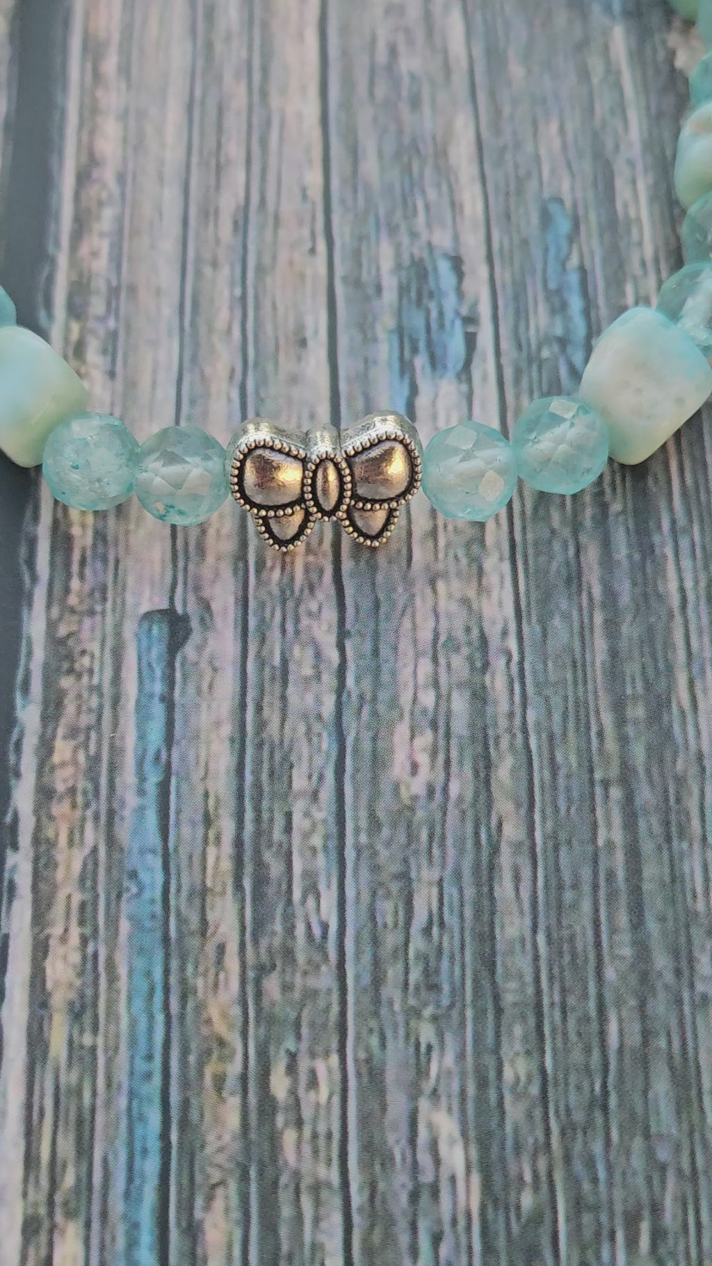 Bracelet Larimar & Topaze facettée – Perles cube