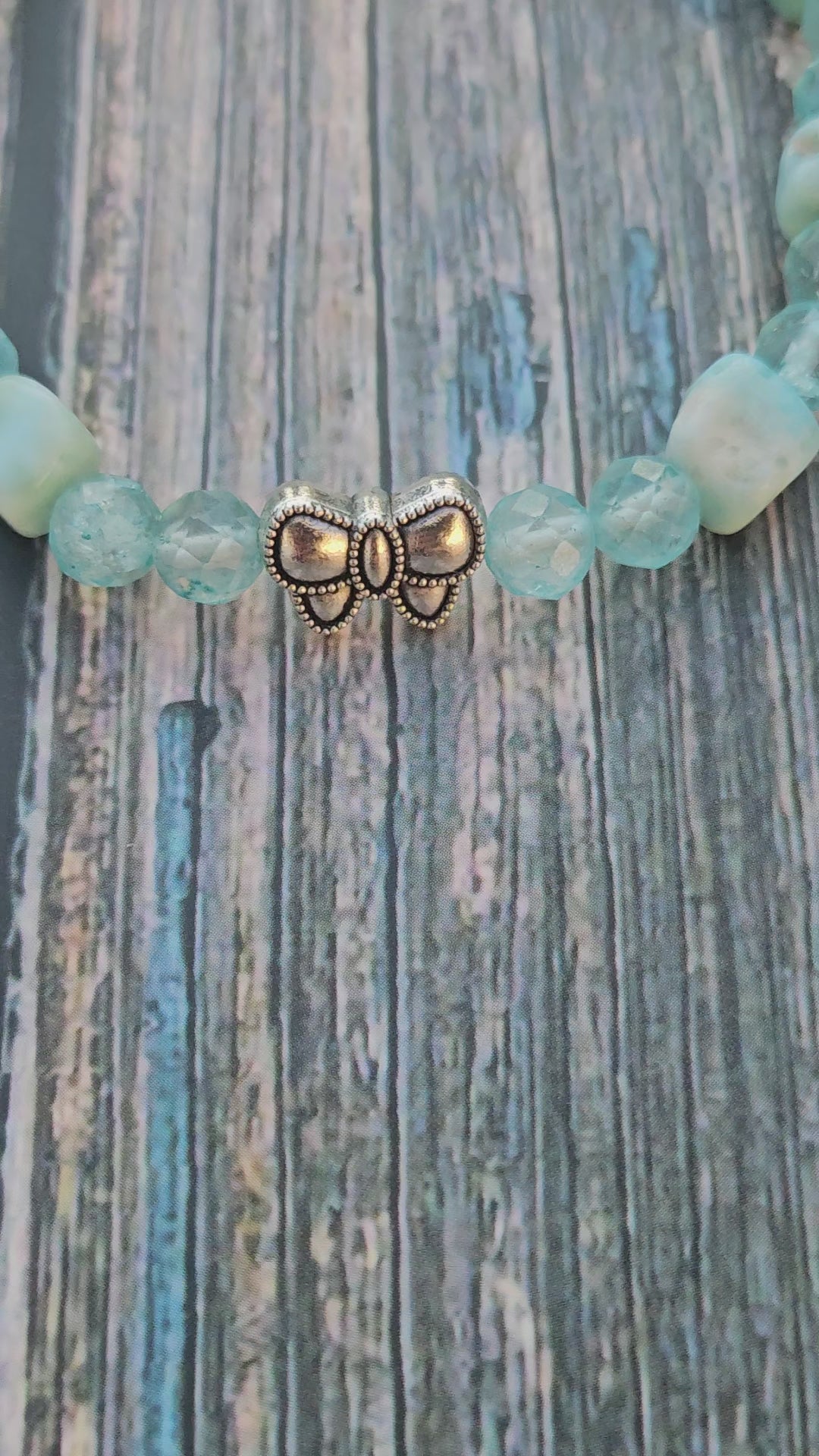 Bracelet Larimar & Topaze facettée – Perles cube