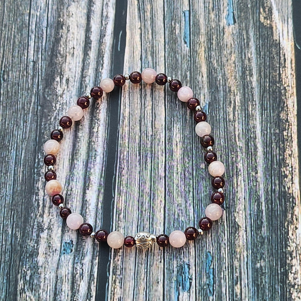 Bracelet Kunzite & Grenat – 4mm