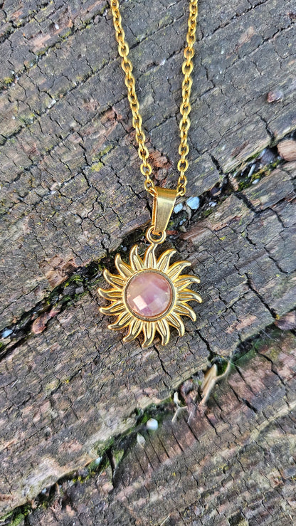 Collier "Soleil" en Rhodonite - Amour Inconditionnel et Énergie Apaisante