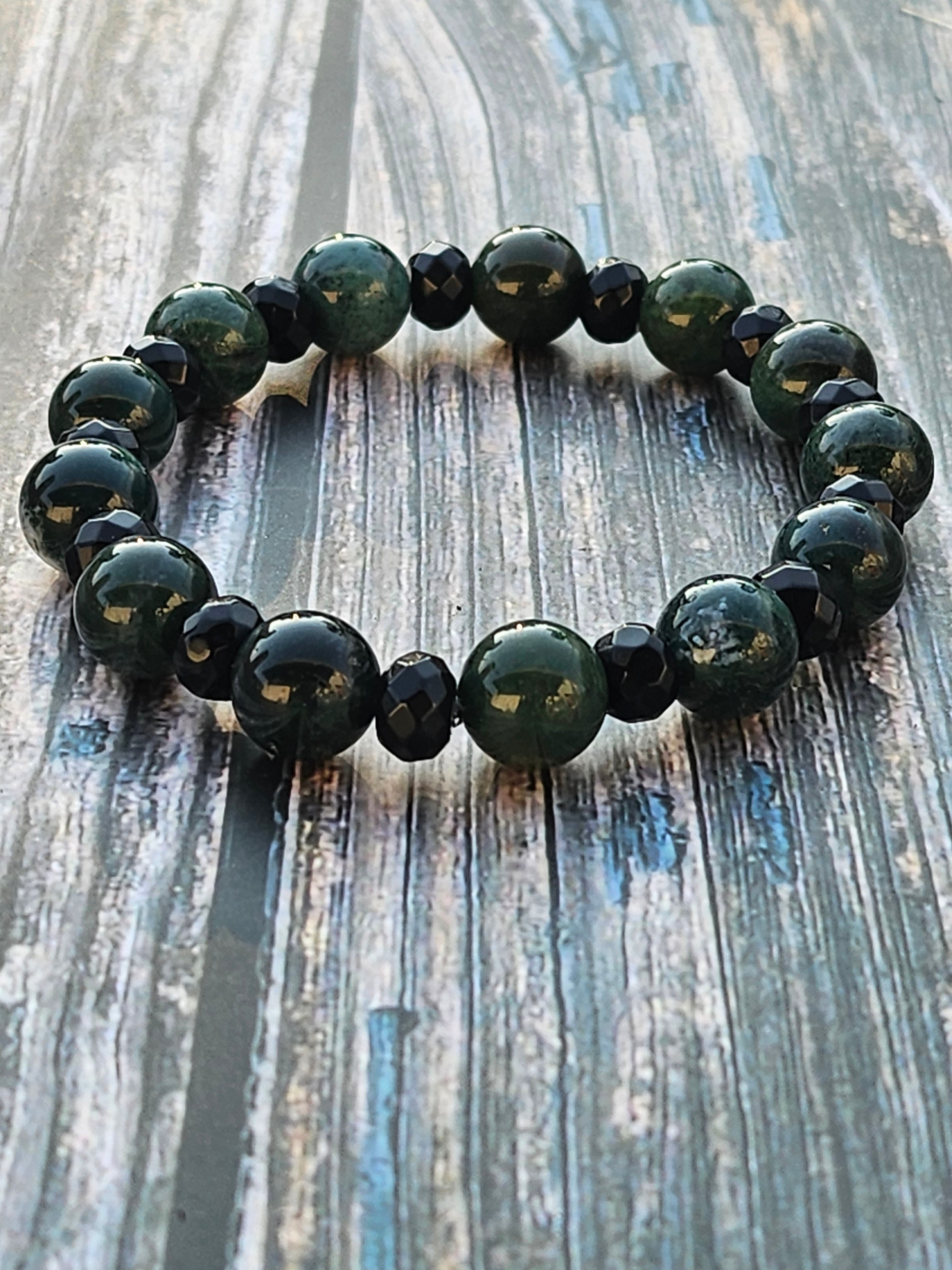 Bracelet Jadéite & Onyx – 10mm