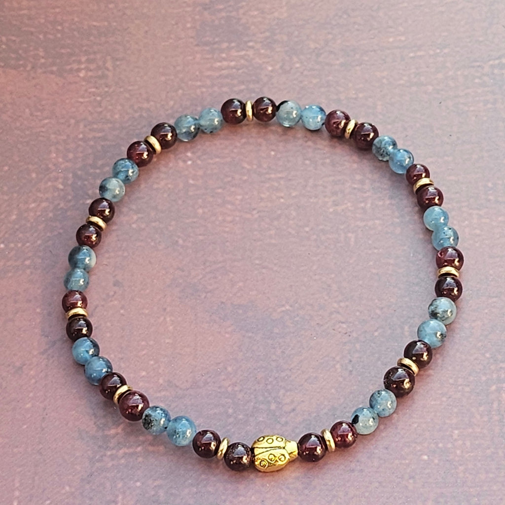 Bracelet Grenat & Aigue-marine – 4mm