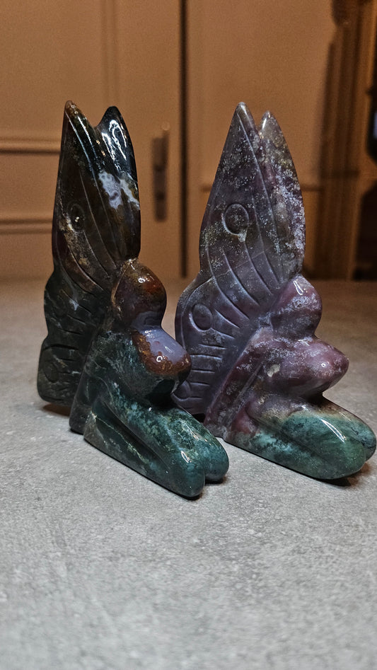 Fées en Jaspe Océan Sculptées - Douceur et Sérénité