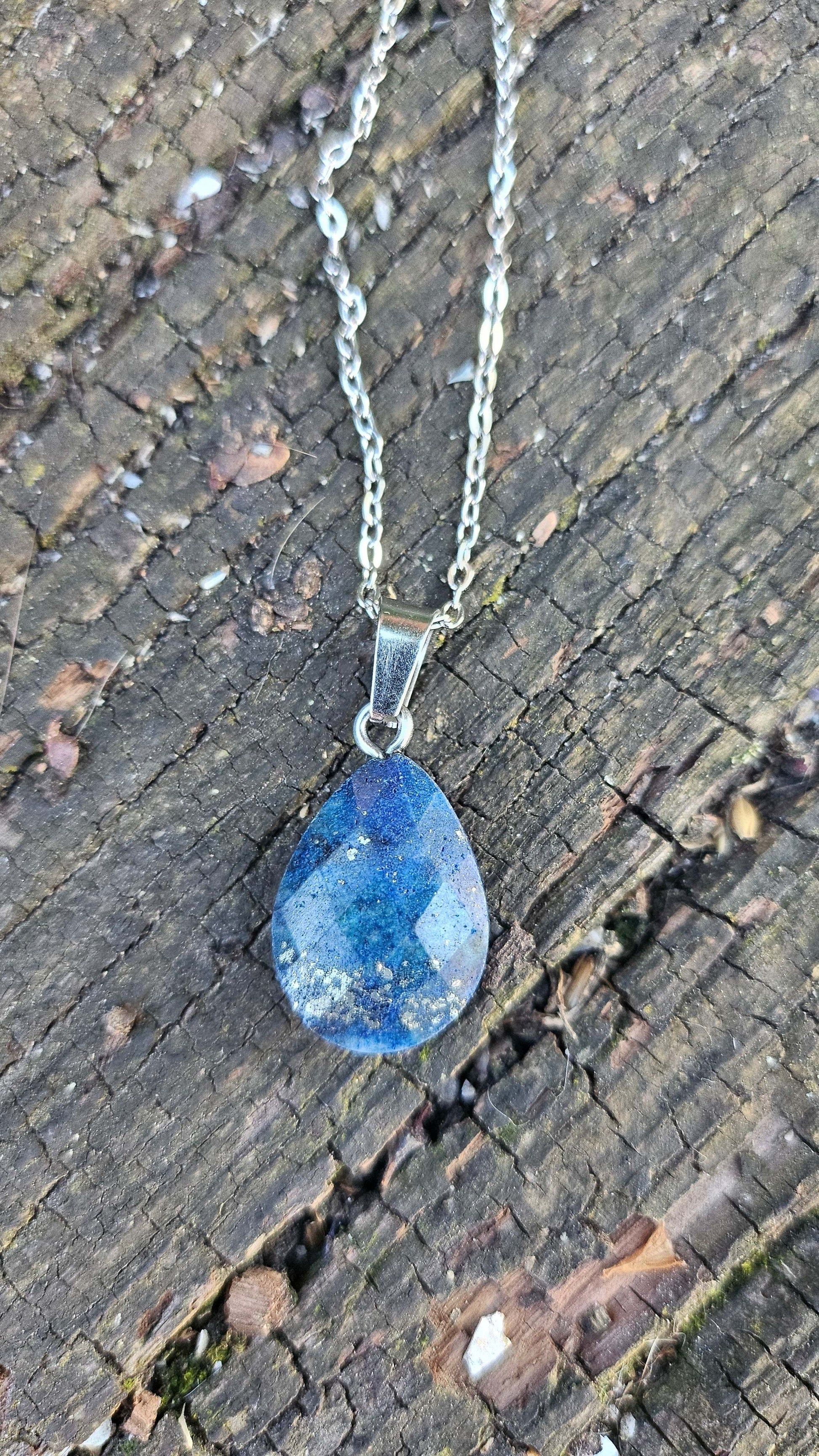 Collier "Goutte d'Énergie" en Lapis Lazuli - Acier Inoxydable