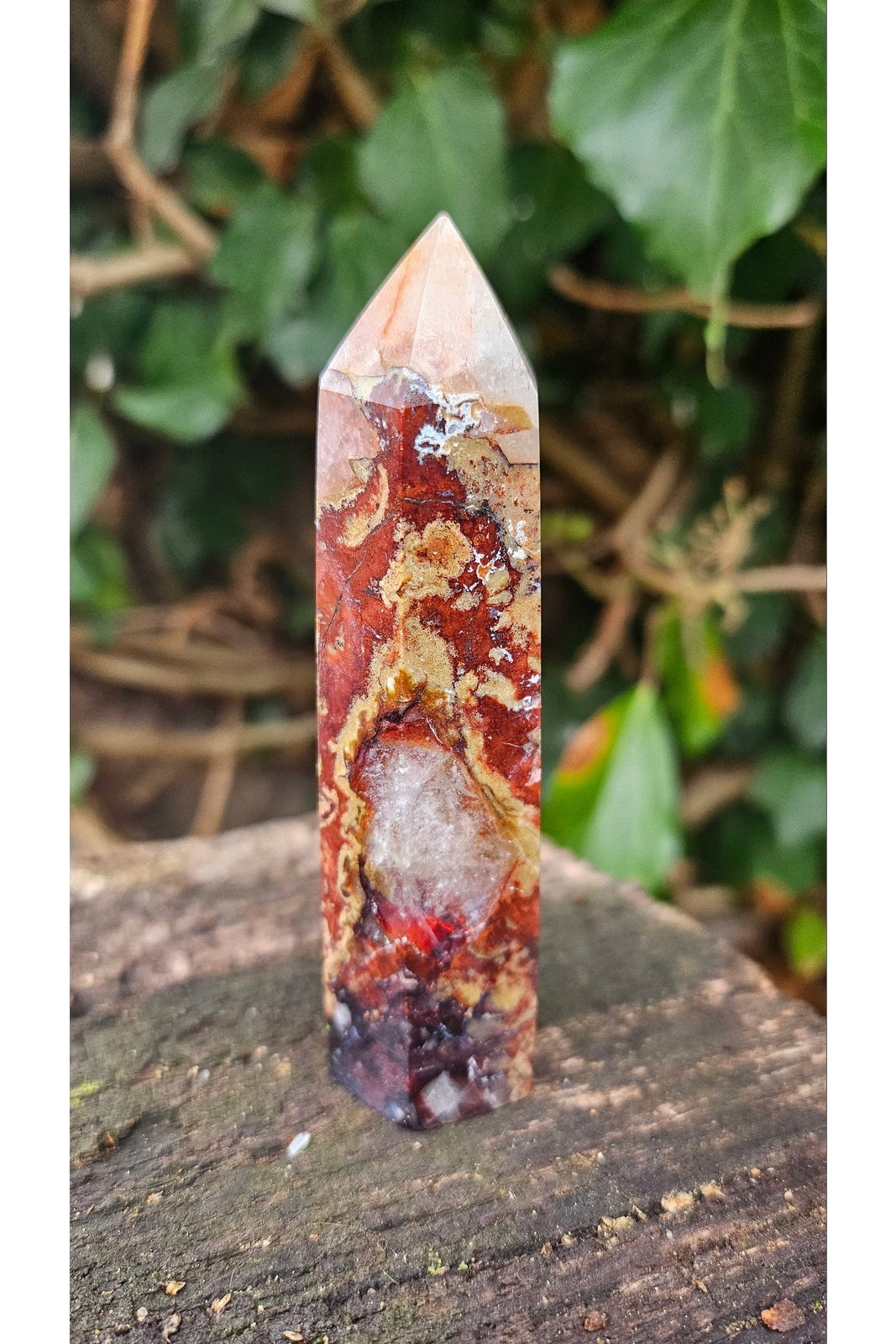 Obelisk in Red Moss Agate - Passionate Energy and Earthly Anchoring