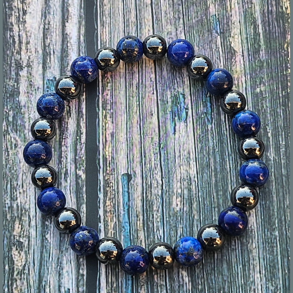 Bracelet Lapis-lazuli & Hématite – 8mm