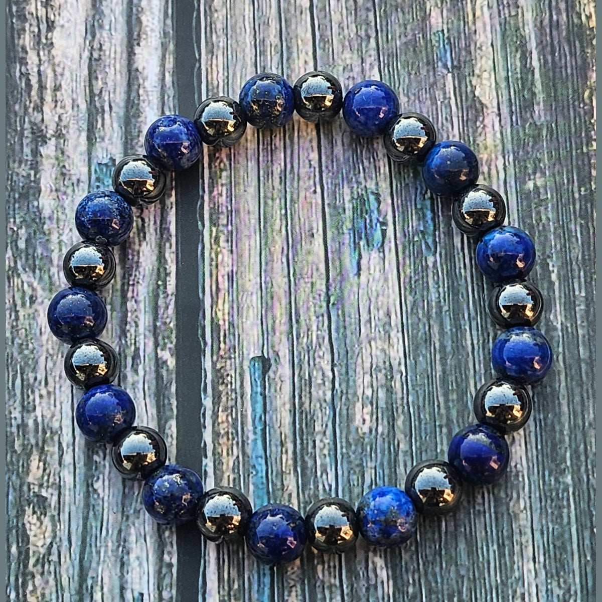 Bracelet Lapis-lazuli & Hématite – 8mm
