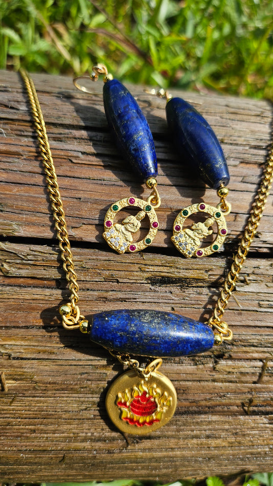 Parure en Lapis Lazuli inspirée par Shiva, le Dieu Sumérien - Élégance et Spiritualité réunies
