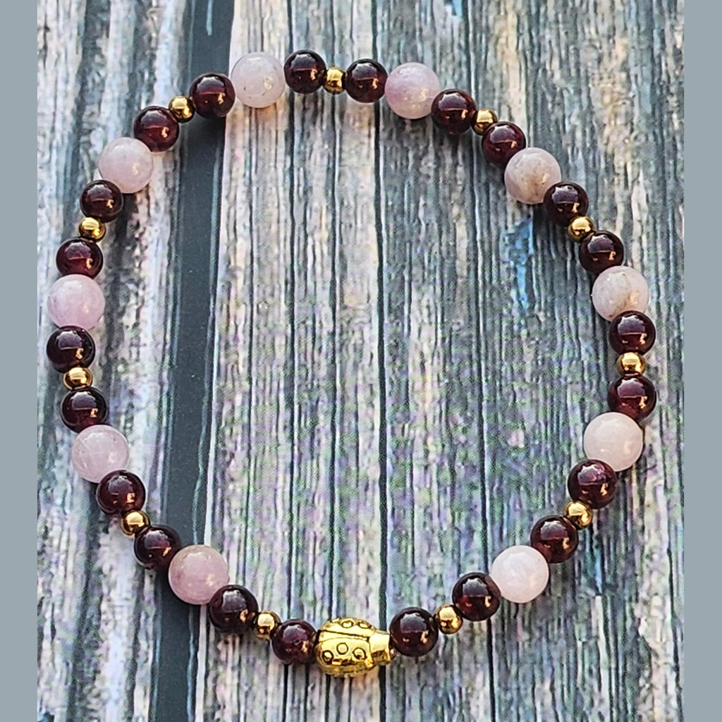 Bracelet Kunzite & Grenat – 4mm