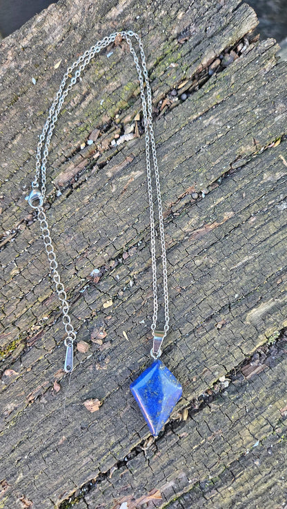 Collier "Losange" en Lapis Lazuli - Chaîne en Acier Inoxydable GOLD