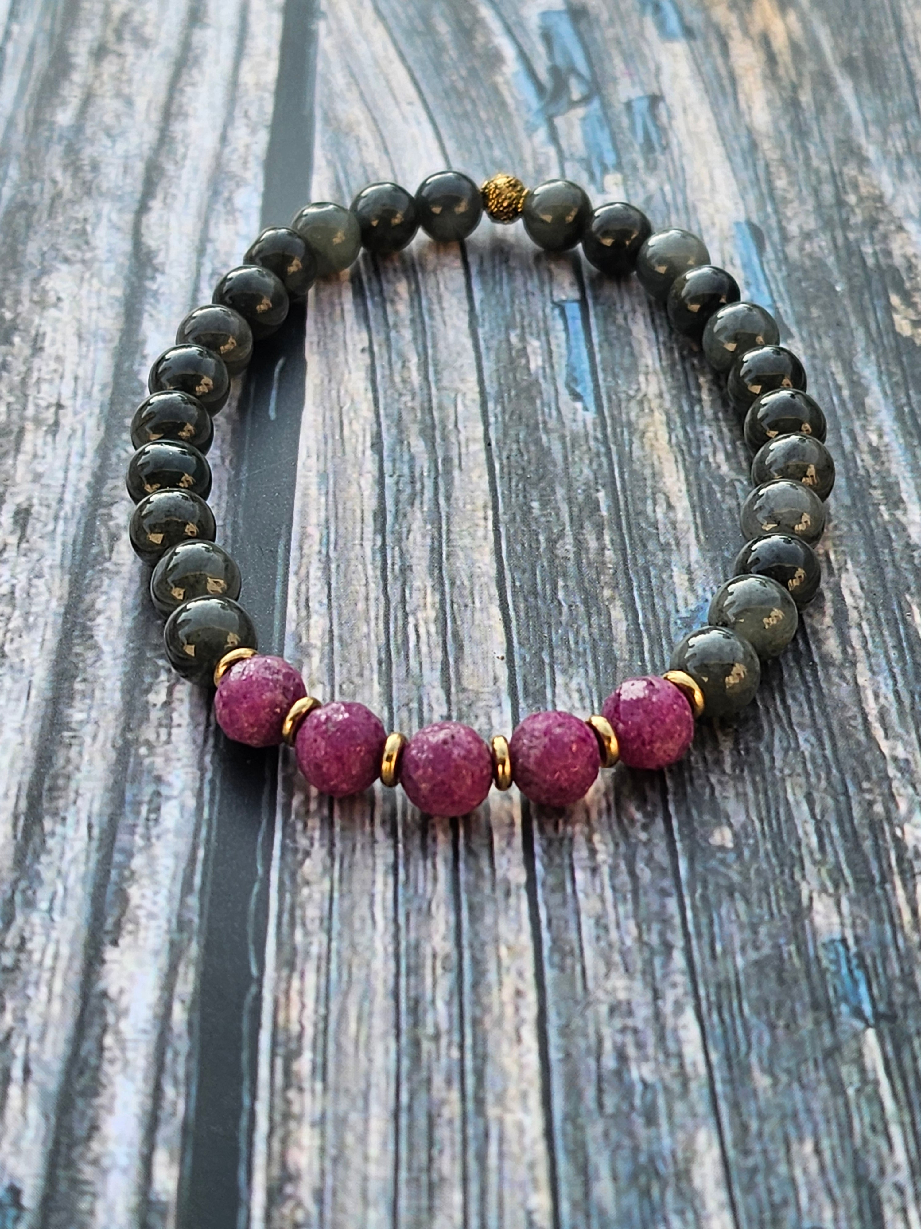 Bracelet Jade Wuji Gris & Kunzite – 6mm