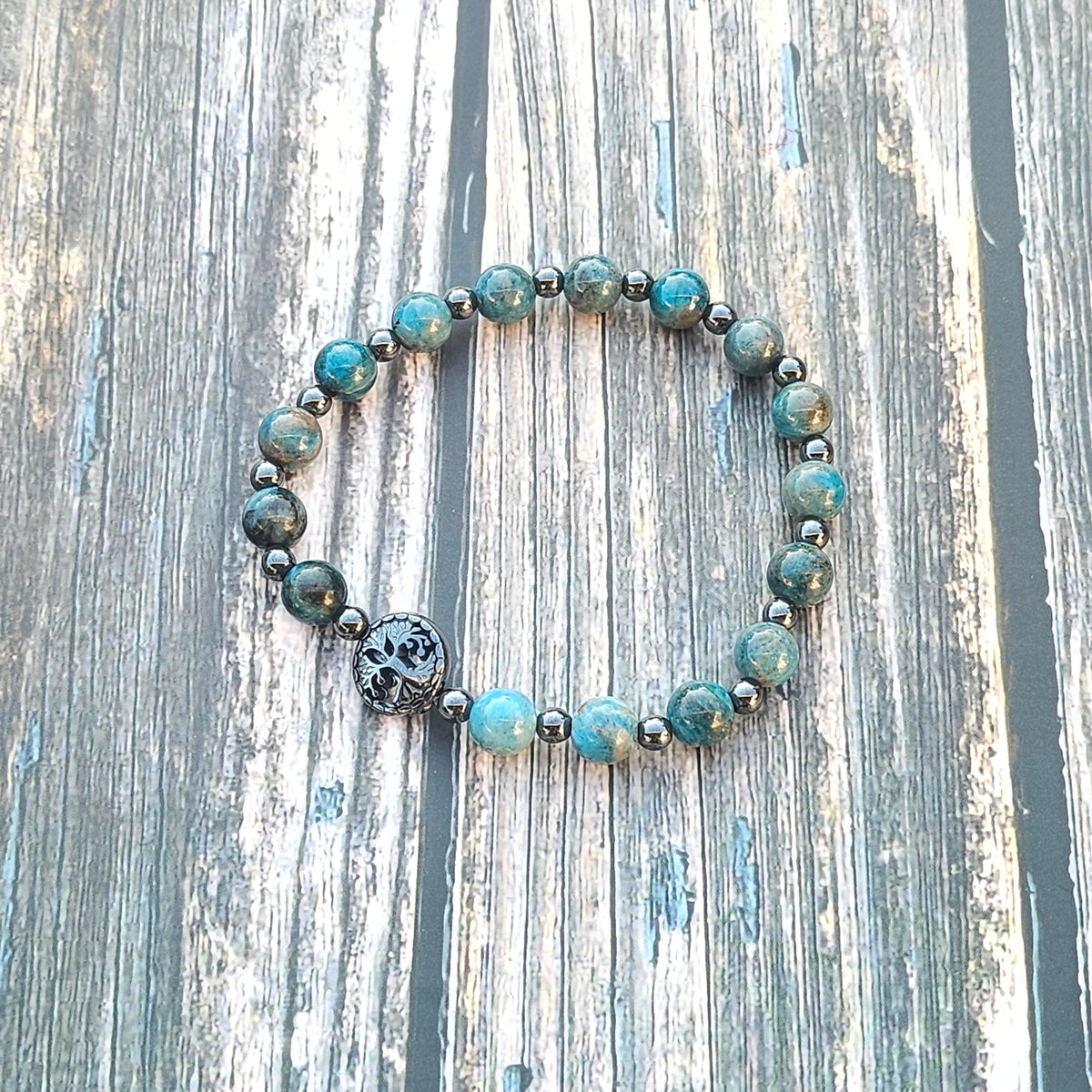 Bracelet Apatite & Hématite – 6mm