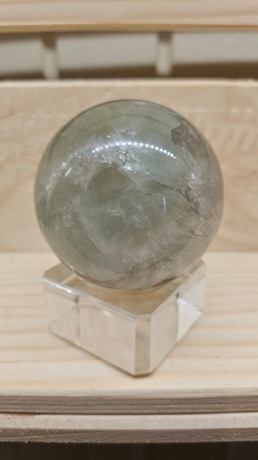 Sphère en Fluorite et Cristal de Roche - Fusion Naturelle