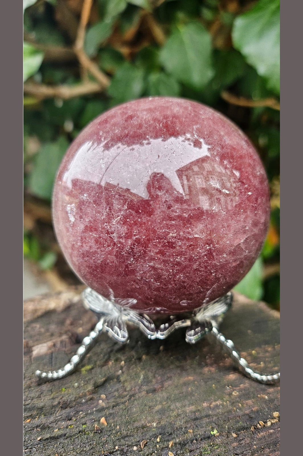 Natural Strawberry Quartz Sphere - Vibrant Energy and Crystalline Softness