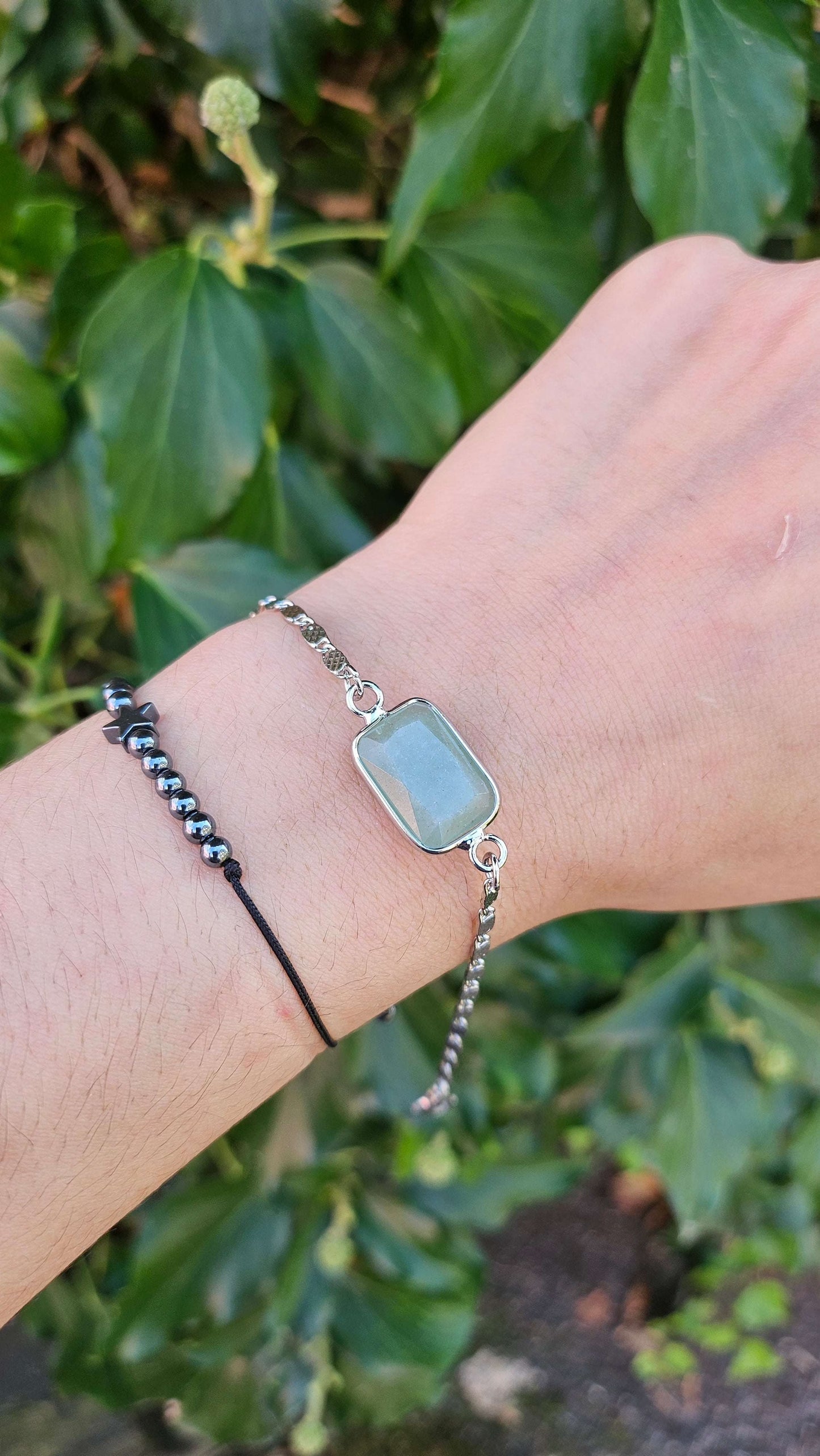 Bracelet "Rectangle de Lumière"  aventurine verte