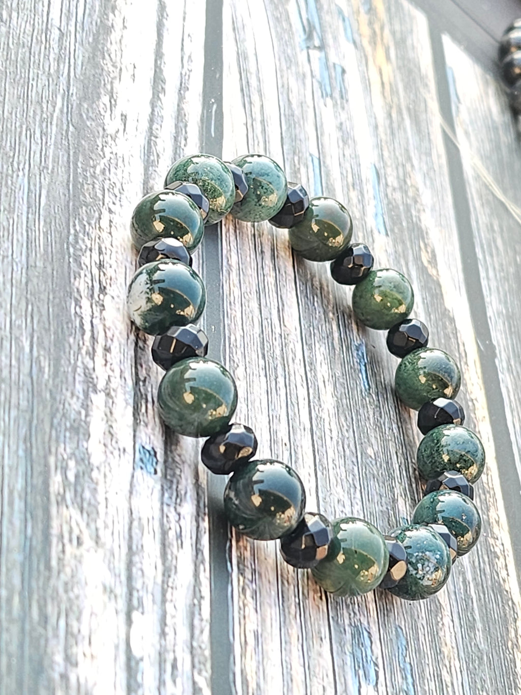 Bracelet Jadéite & Onyx – 10mm