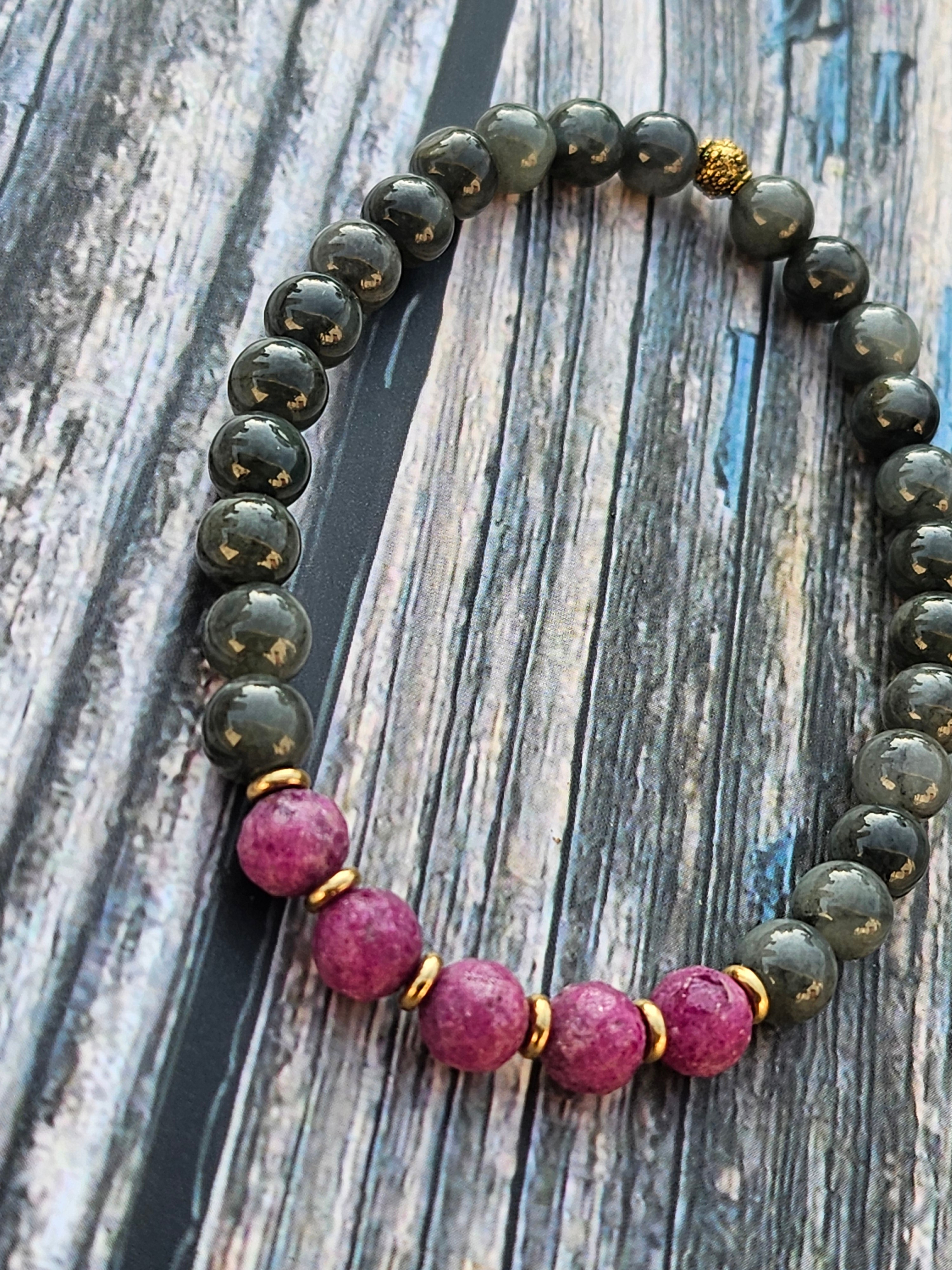 Bracelet Jade Wuji Gris & Kunzite – 6mm