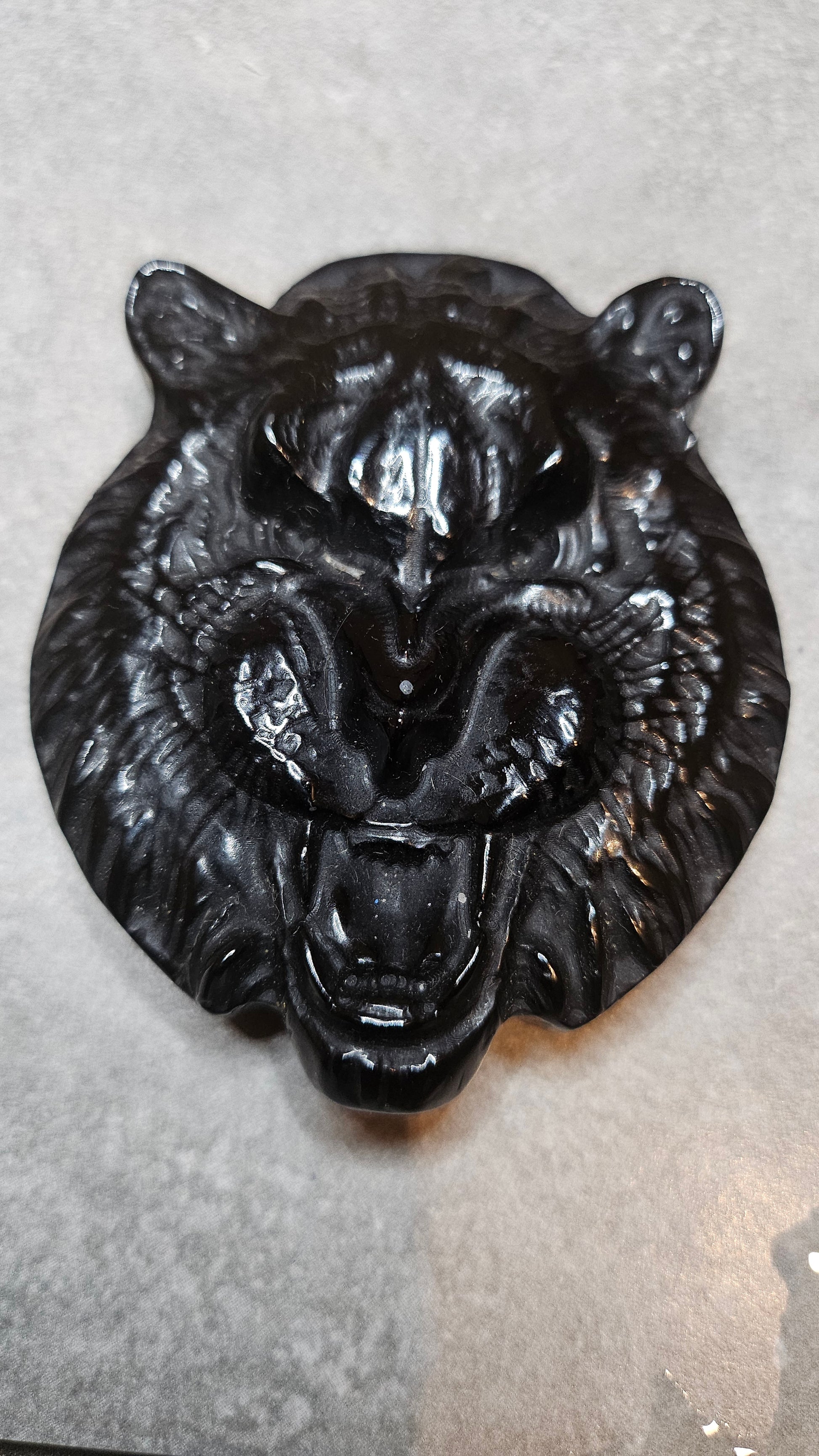 Tête de Lion &amp; Tigre en Obsidienne Noire - Force et Protection