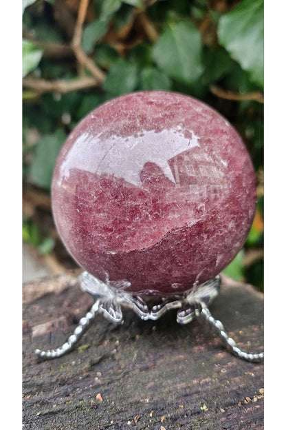 Natural Strawberry Quartz Sphere - Vibrant Energy and Crystalline Softness
