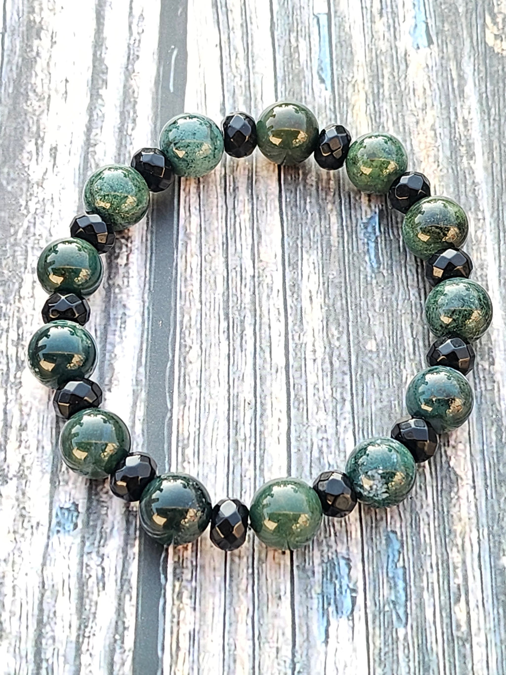 Bracelet Jadéite & Onyx – 10mm