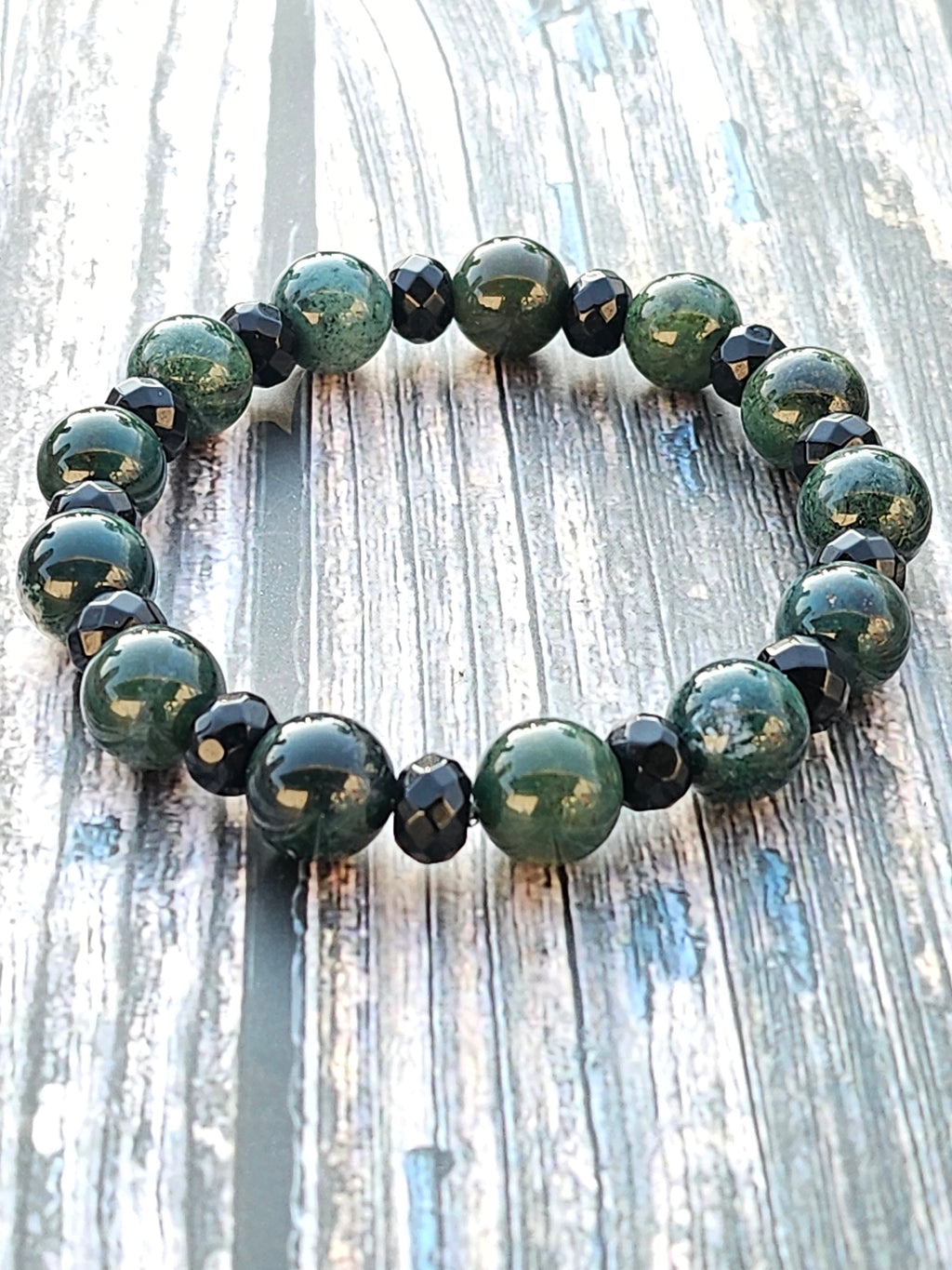 Bracelet Jadéite & Onyx – 10mm