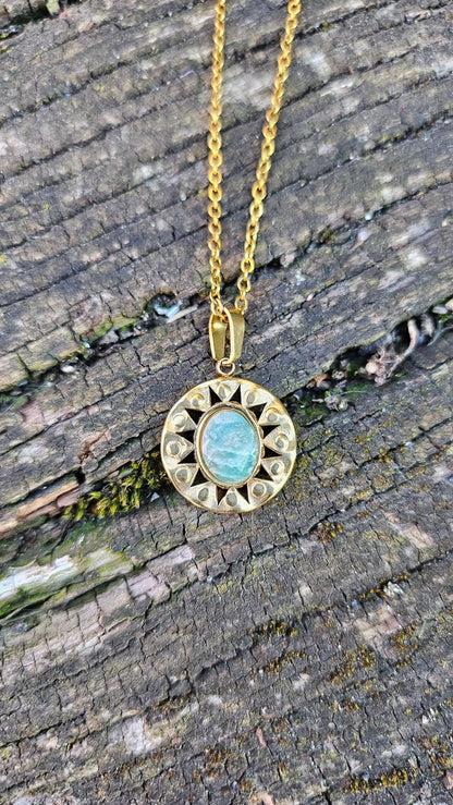 Pendentif "Médaillons de lumière" en Amazonite - Apaisement et Énergie Positive