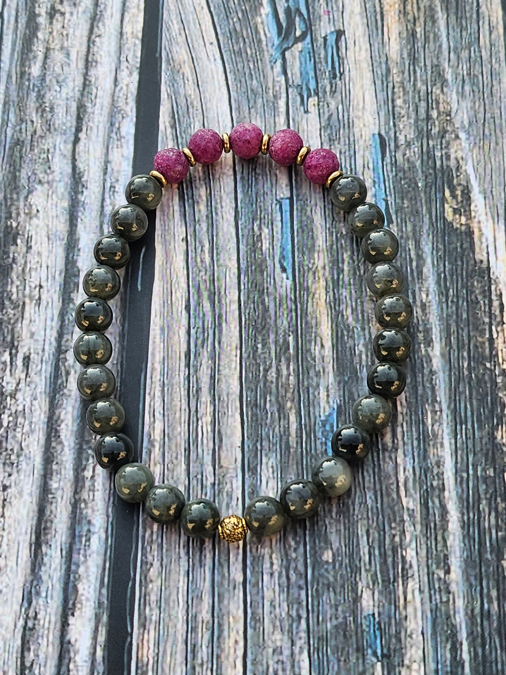 Bracelet Jade Wuji Gris & Kunzite – 6mm