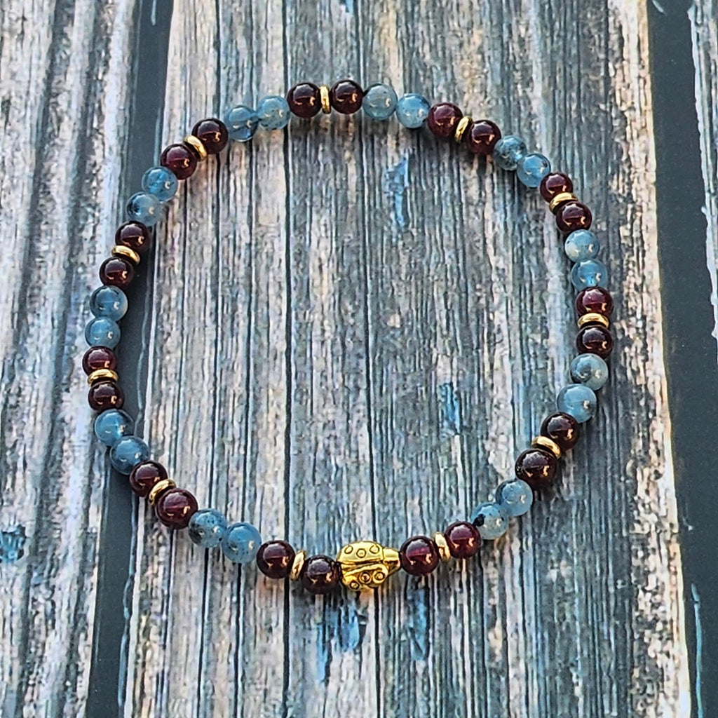 Bracelet Grenat & Aigue-marine – 4mm