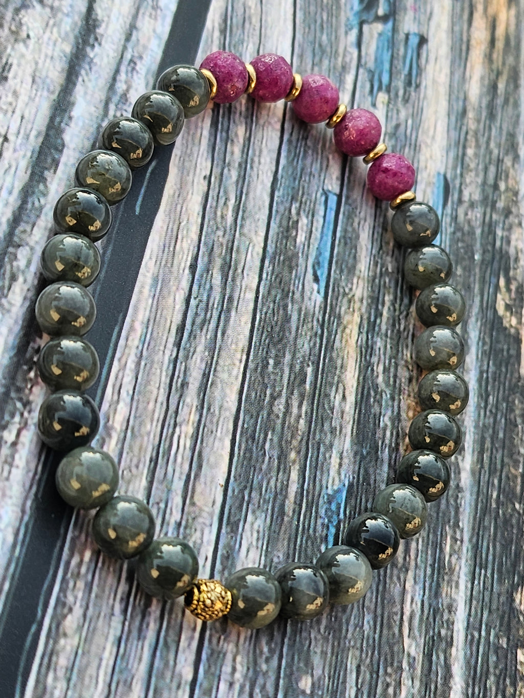 Bracelet Jade Wuji Gris & Kunzite – 6mm