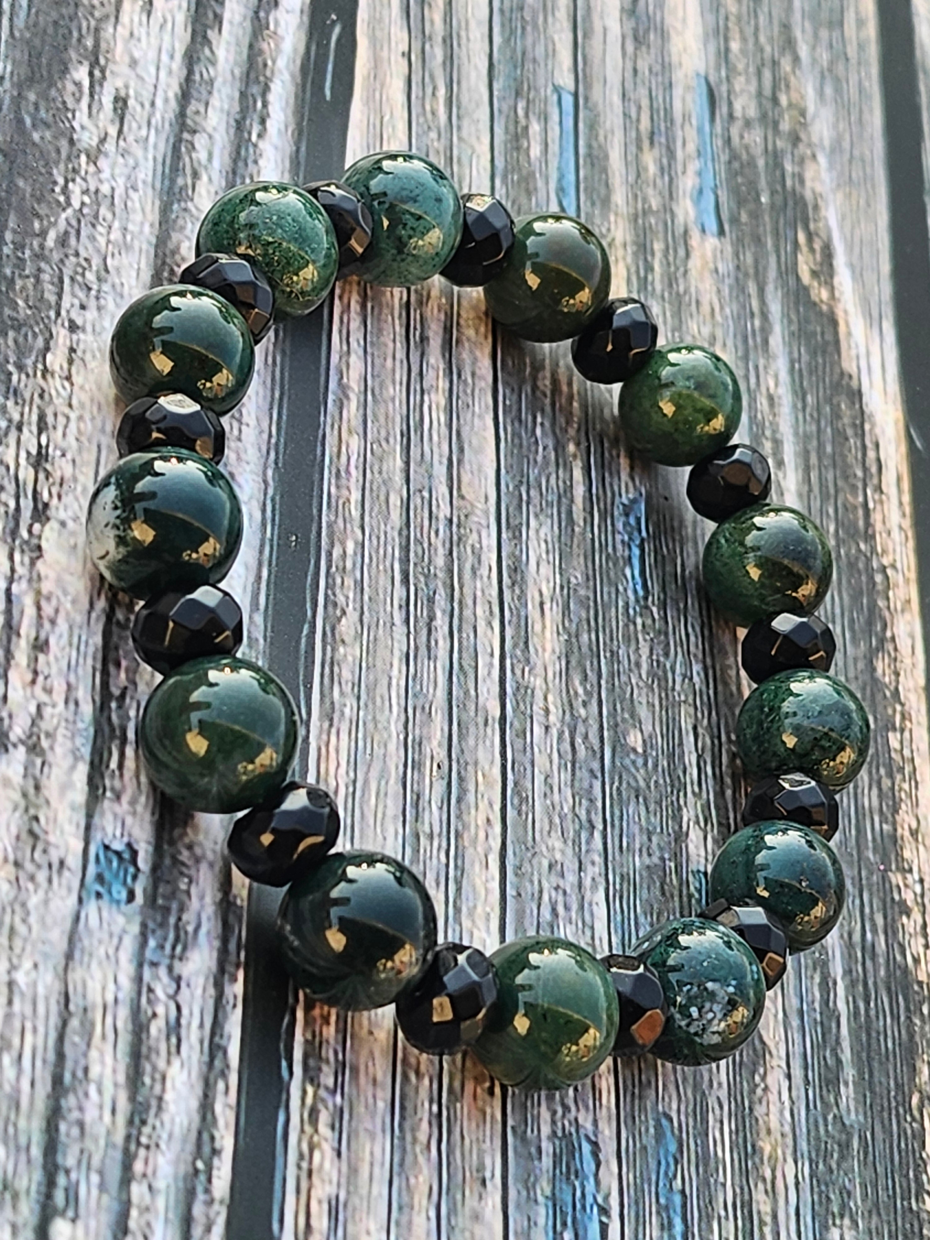Bracelet Jadéite & Onyx – 10mm