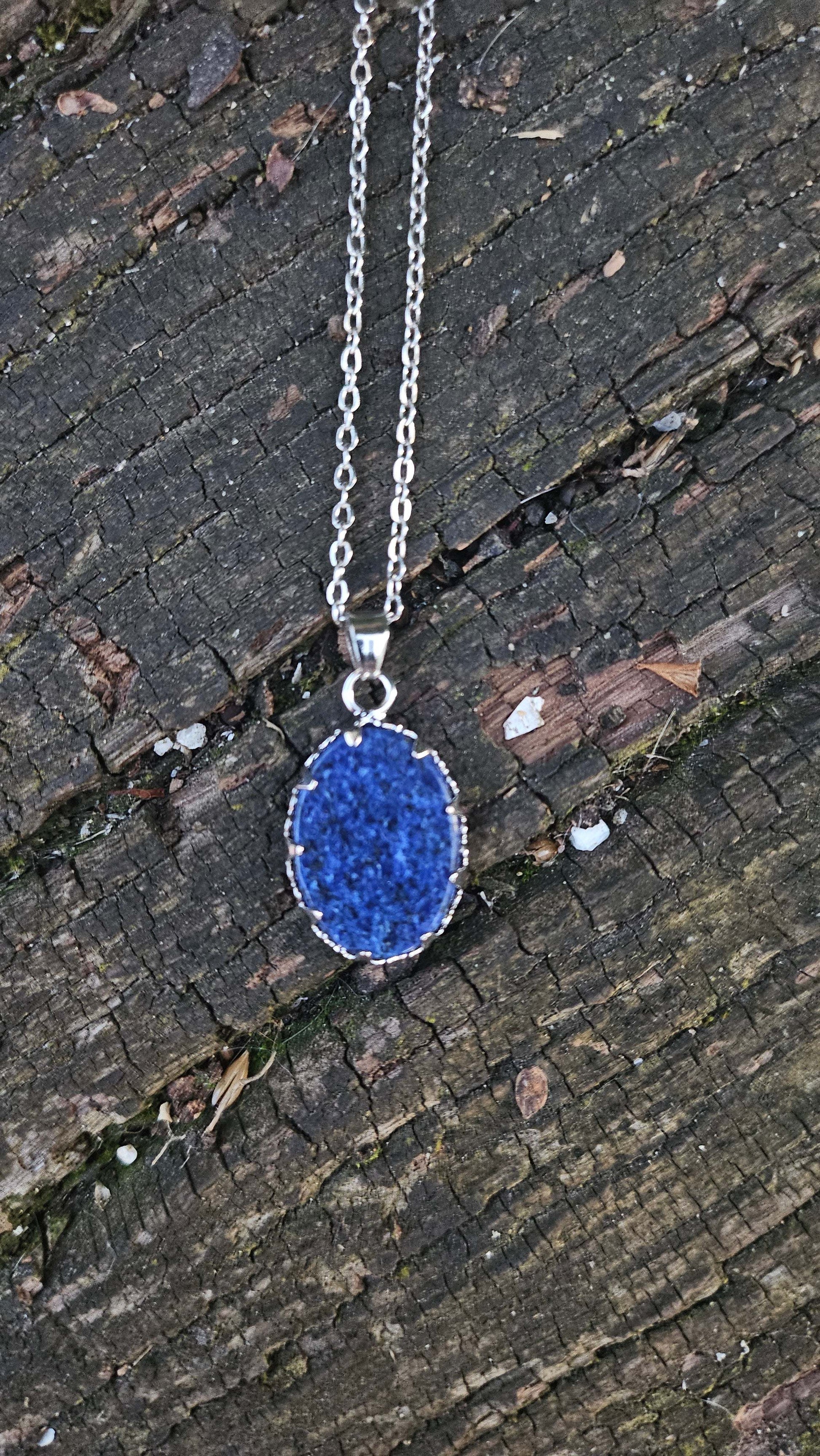 Collier "Miroir Magique" en Lapis Lazuli - Acier Inoxydable