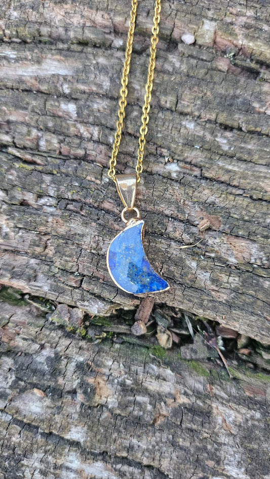 Collier "Lune enchantée" en Lapis Lazuli - Mystère et Sagesse Nocturne GOLD