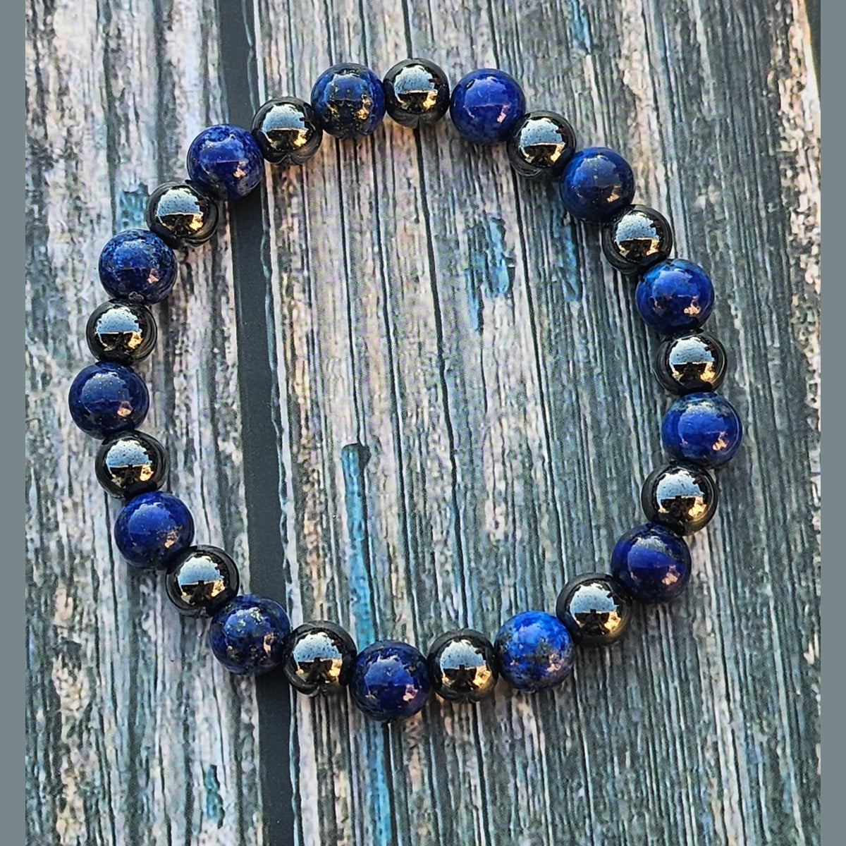 Bracelet Lapis-lazuli & Hématite – 8mm